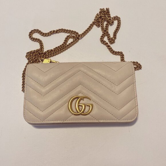 Gucci Handbags - Gucci Calfskin Matelasse GG Marmot Mini Bag Cream